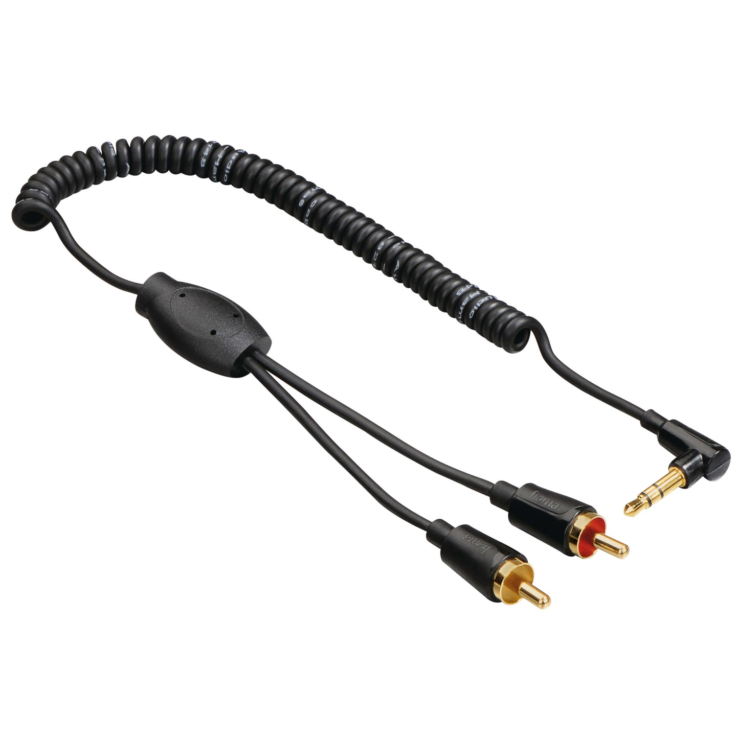 hama-hama-kabel-audio-3-5mm-2xrca Vinklad Coiled Guld Svart 0.75m
