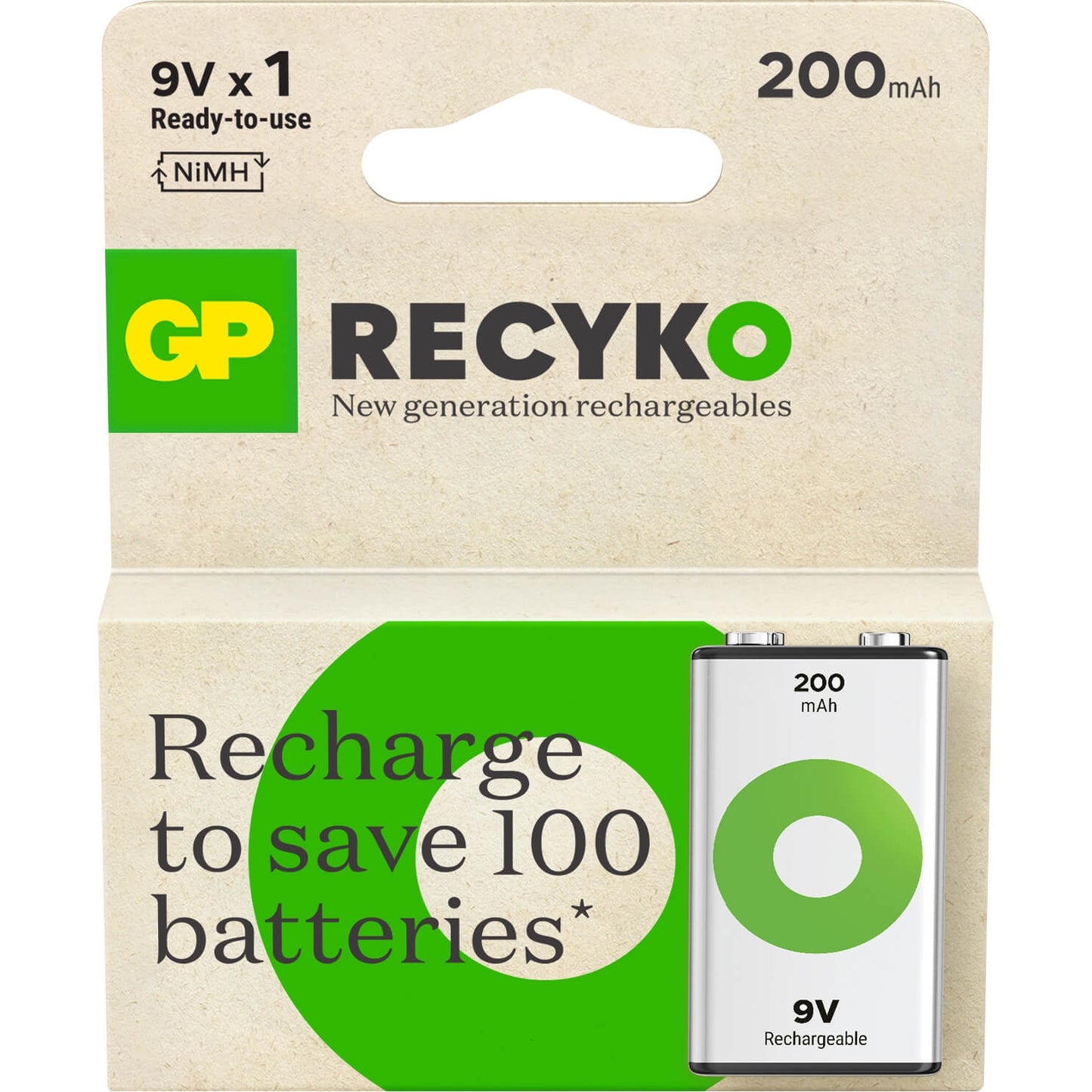 gp-gp-recyko-nimh-battery 9V 200mAh 1-pack