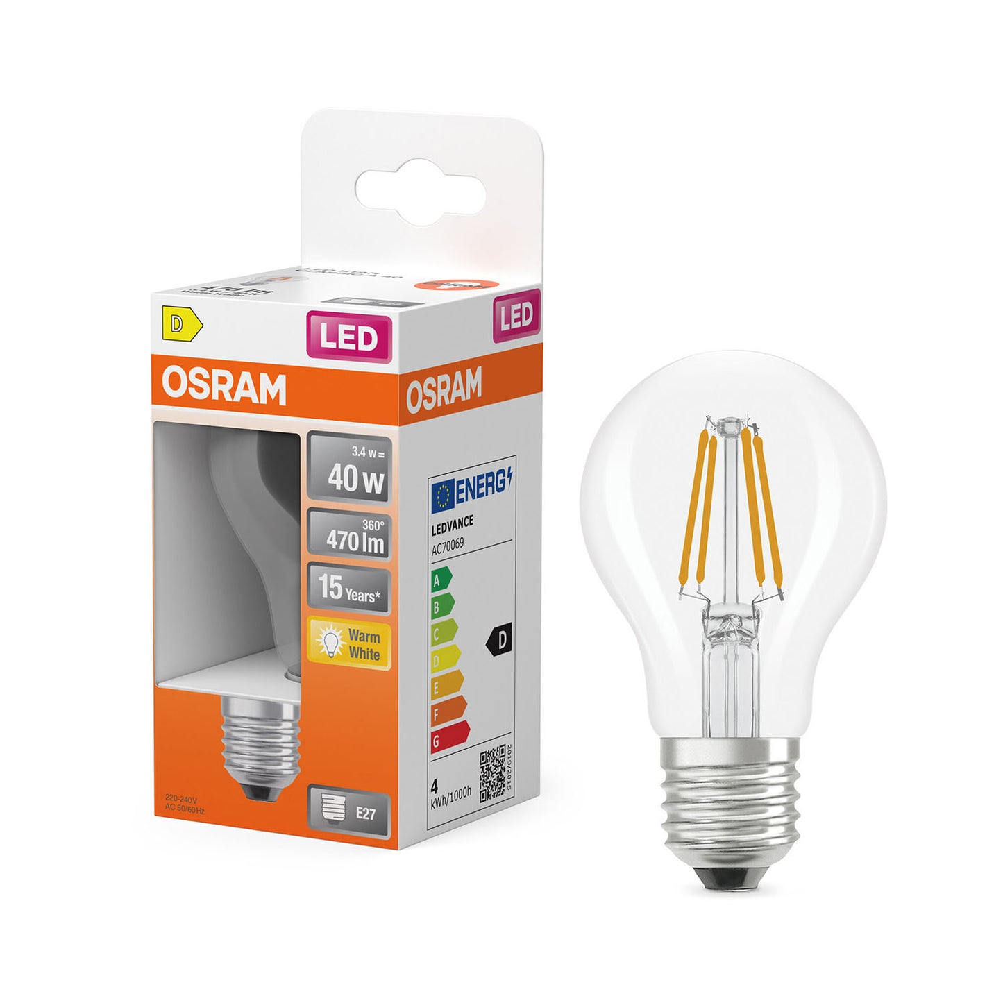 osram-osram-led-retrofit-classic-a 3,4W 827 Clear E27