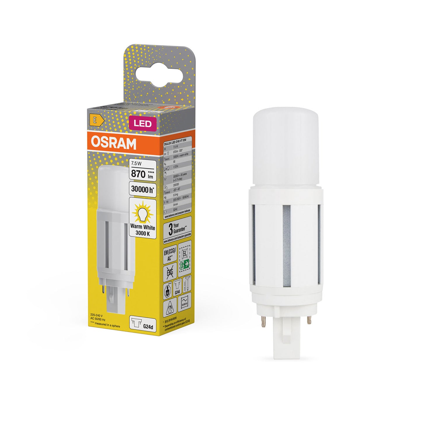 osram-osram-dulux-led-d-vt-em-ac Mains 7,5W 830 G24D