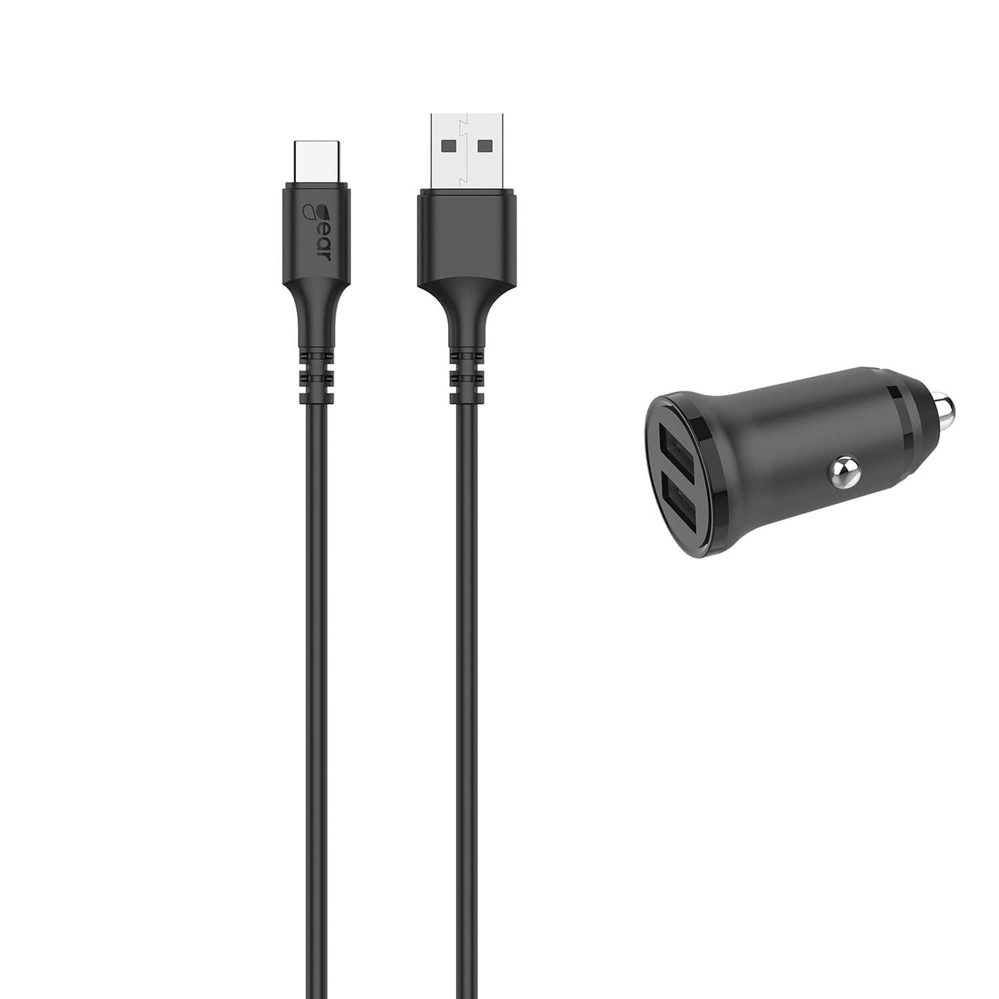 gear-gear-laddare-12-24v-2xusb-a 3.4A Svart USB-C 2.0 Kabel 1m