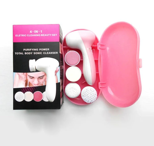 Portabel Ansiktsskrubb 4in1 Massage / Skubb / Borst & Hudvårds svamp