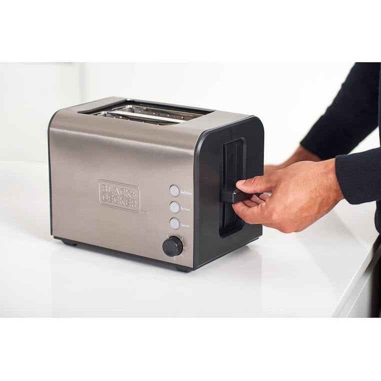 Black+Decker bröstrost i borstat aluminium med svarta plast sidor