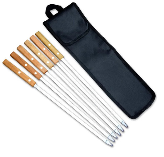 Premium Grillspett med Trähandtag – 6Pack inkl. Förvaringspåse