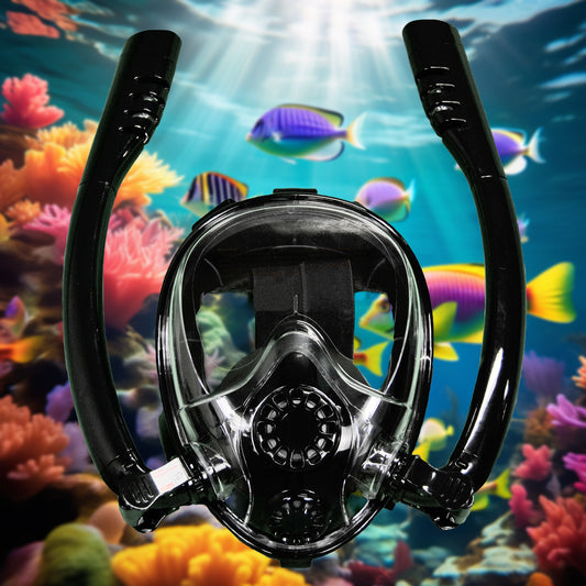Heltäckande snorkelmask med hela 180graders sikt