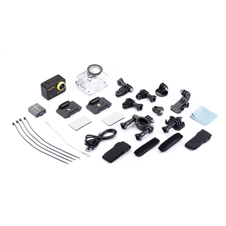 Mängder utav olika fästanordningar för Midlans actionkamera