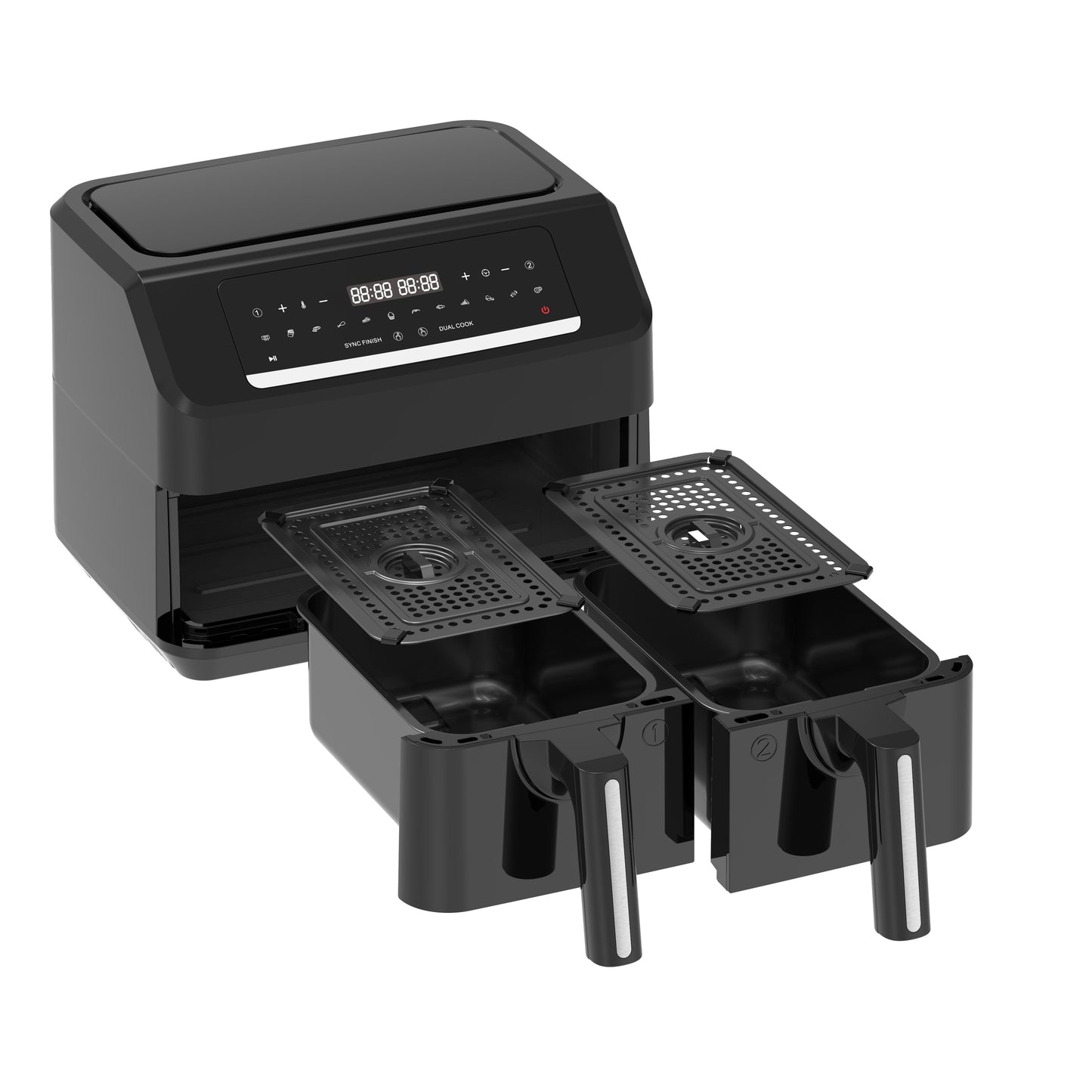 EMERIO Air Fryer 2x3,6l – Dubbla korgar för maximal flexibilitet