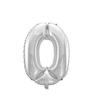 Silver folie nummer ballong siffer ballong 0 41cm