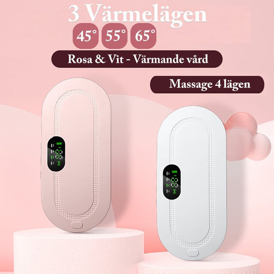 Värmekudde i färgerna vit och rosa med 3 värmelägen 45,55 och 65 samt massage
