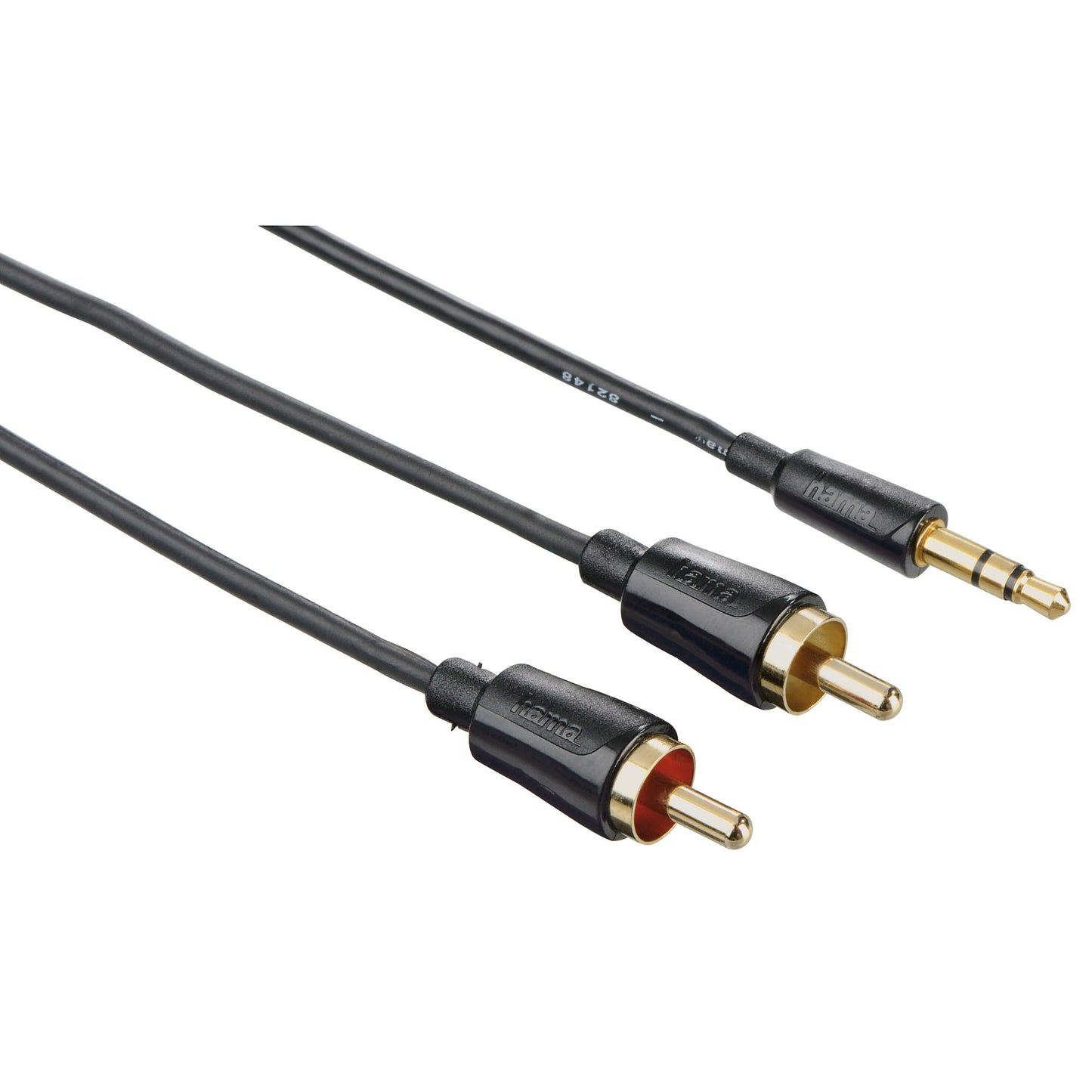 hama-hama-kabel-audio-3-5mm-2xrca Flexislim Guld Svart 1.5m