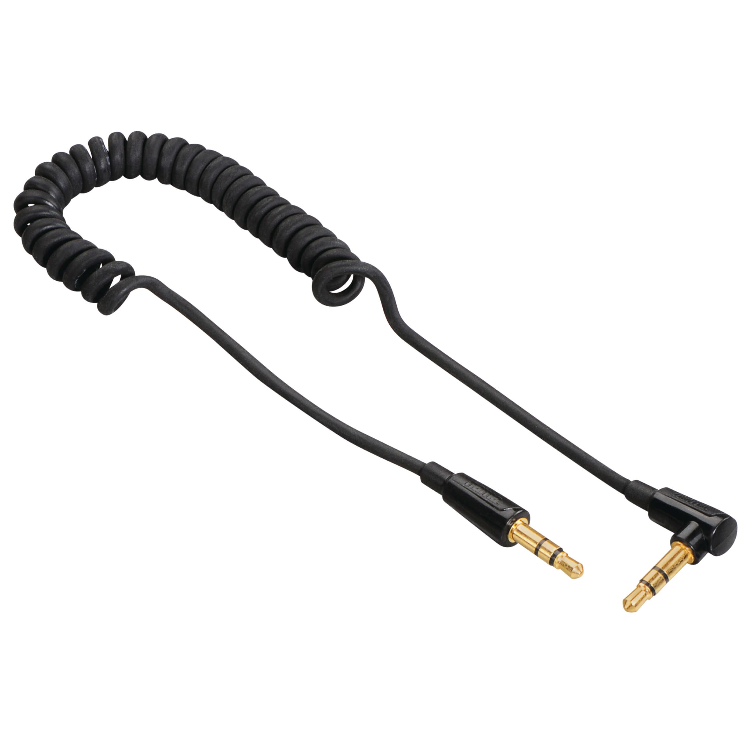 hama-hama-kabel-audio-3-5mm-3-5mm Vinklad Coiled Guld Svart 0.75m