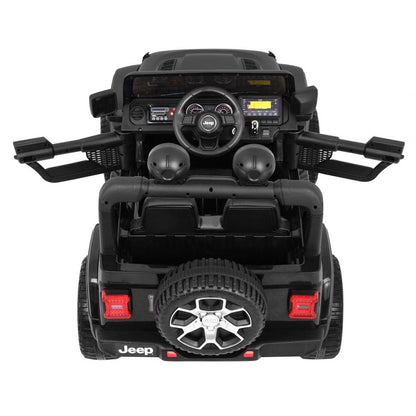 Jeep Wrangler Rubicon elbil för barn 4x4 – gummihjul, fjädring & fjärrkontroll | Svart