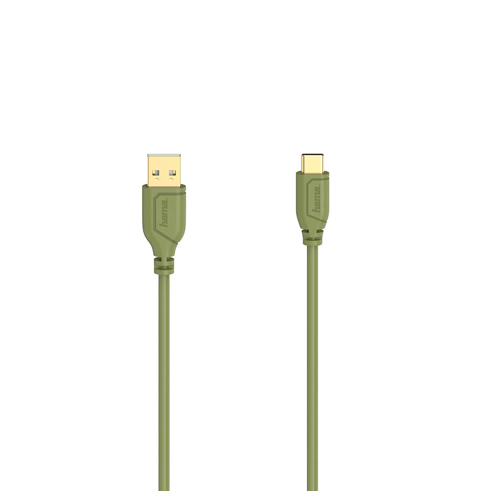 hama-hama-cable-usb-c-flexi-slim USB-A-USB-C Gold Green 0.75m