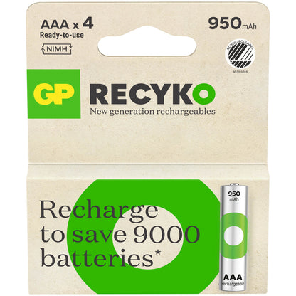 gp-gp-recyko-nimh-battery AAA HR03 950mAh 4-pack