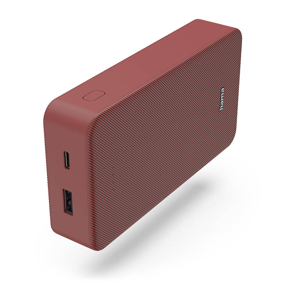 hama-hama-powerbank-colour-20 20000mAh USB-C+USB-A Red