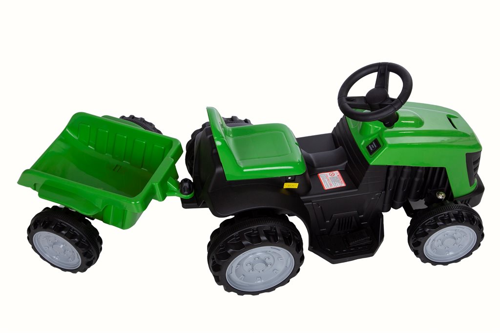 Azeno Eltraktor för barn med släp 6V batteridriven traktor