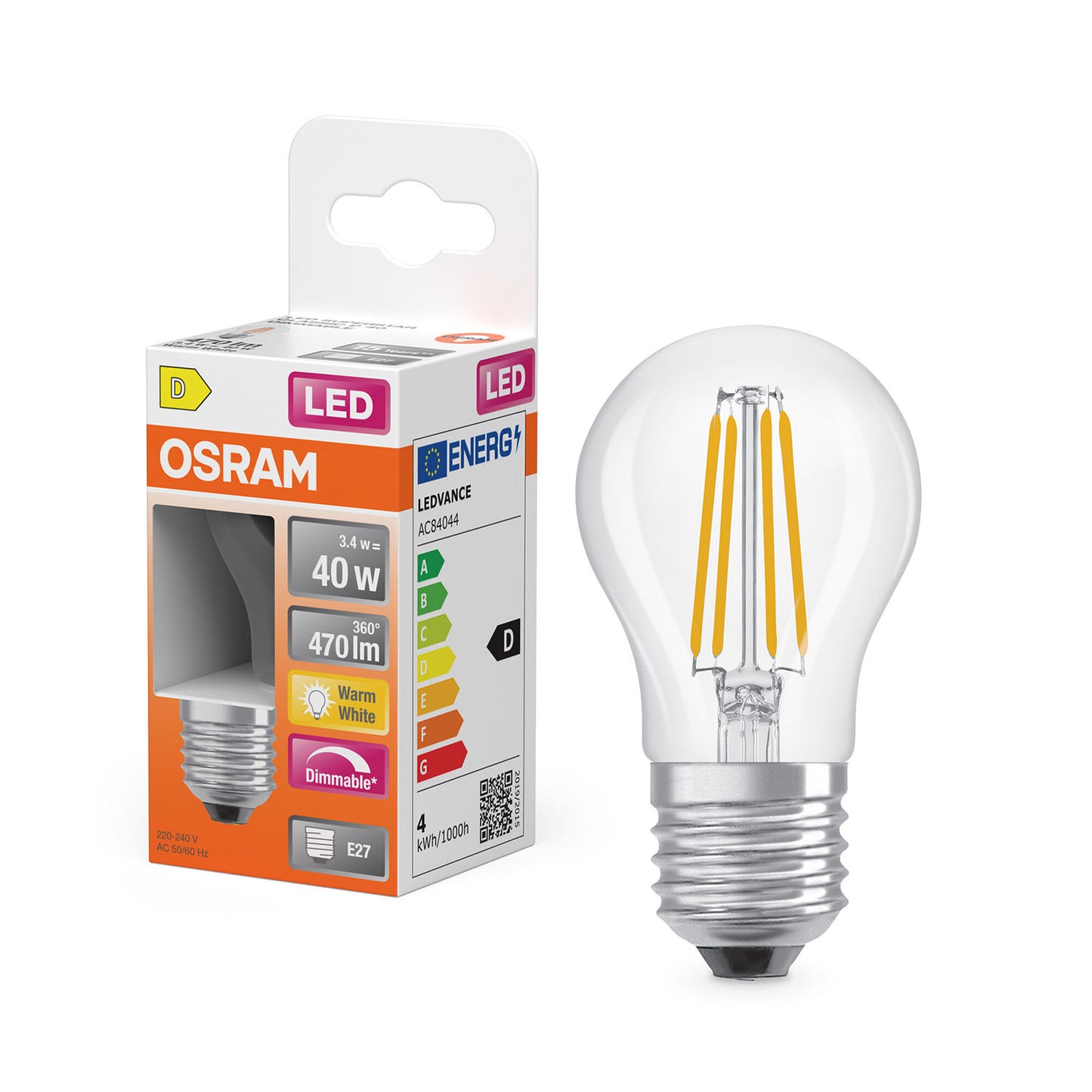osram-osram-led-retrofit-classic-p Dim 3,4W 827 Clear E27