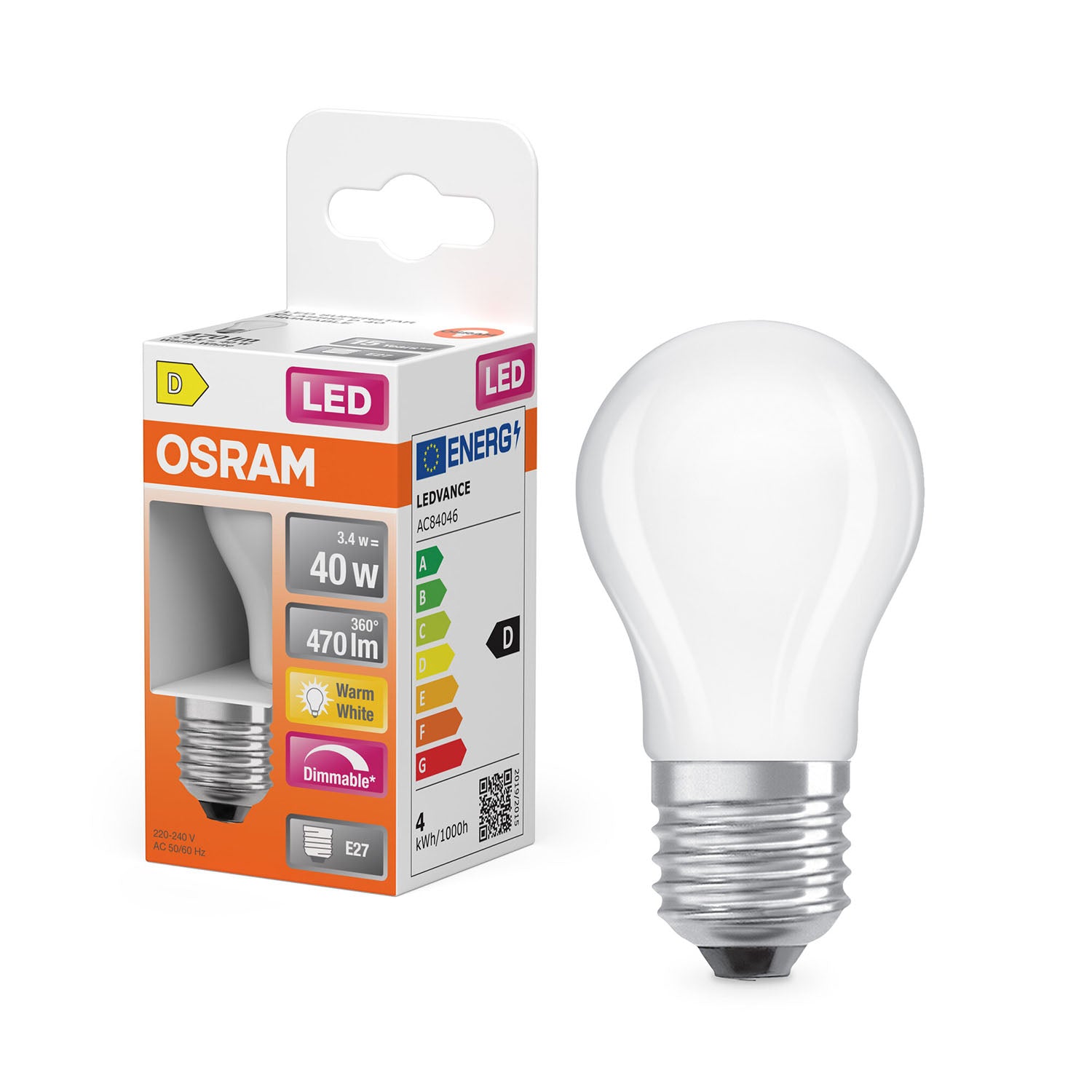 osram-osram-led-retrofit-classic-p Dim 3,4W 827 Frosted E27