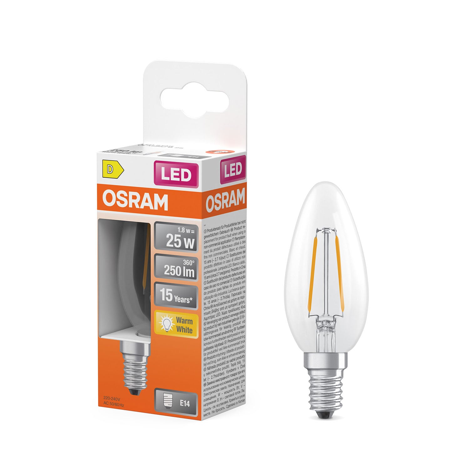 osram-osram-led-retrofit-classic-b 1,8W 827 Clear E14