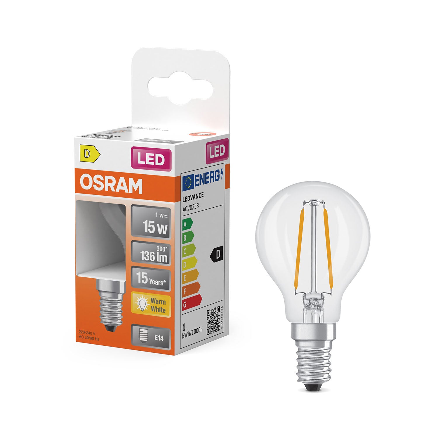 osram-osram-led-retrofit-classic-p 1W 827 Clear E14