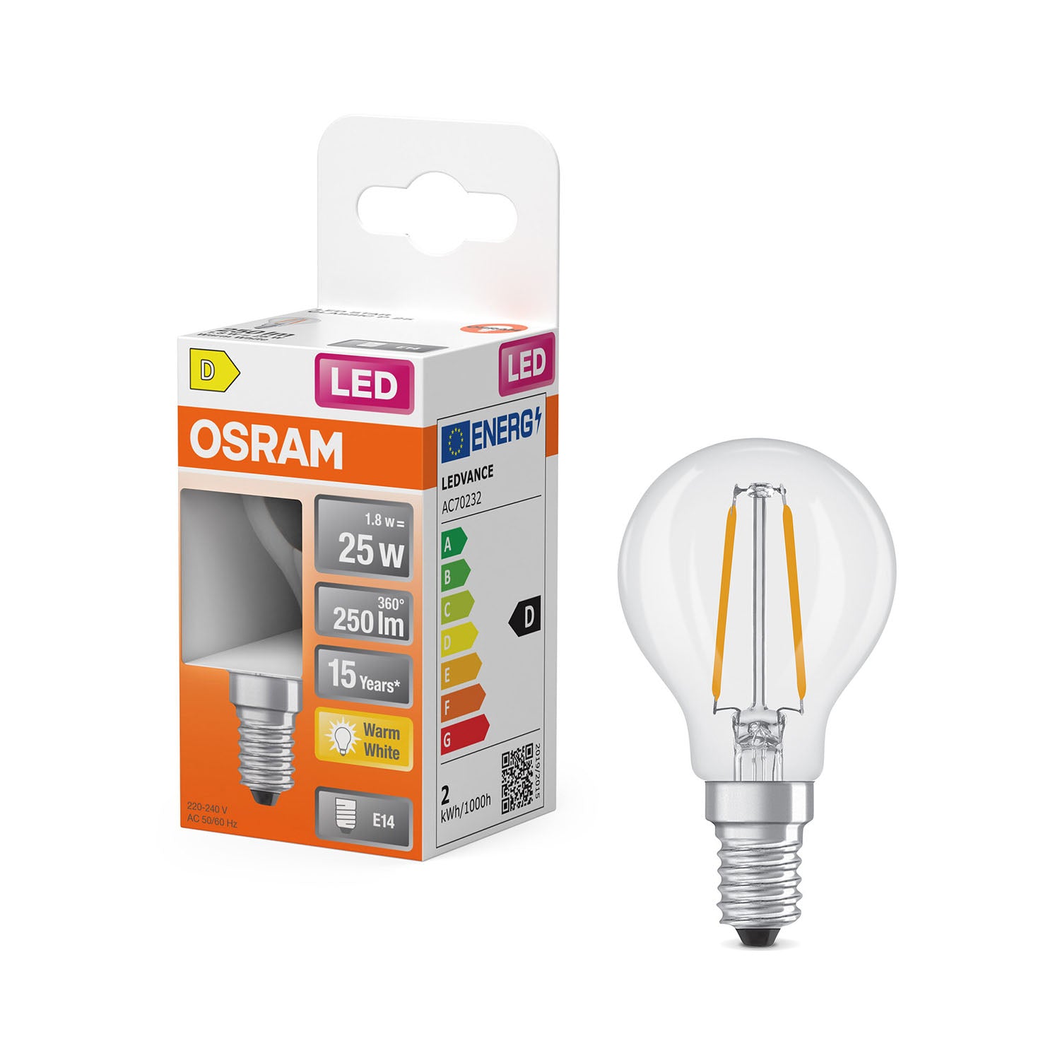 osram-osram-led-retrofit-classic-p 1,8W 827 Clear E14