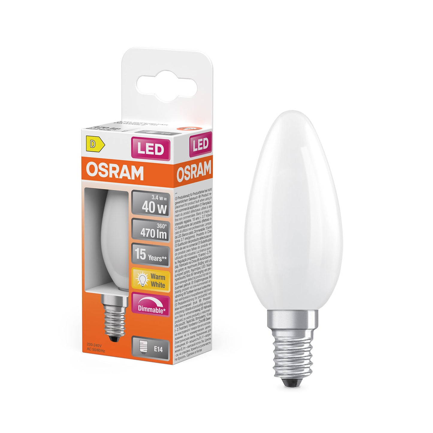 osram-osram-led-retrofit-classic-b Dim 3,4W 827 Frosted E14