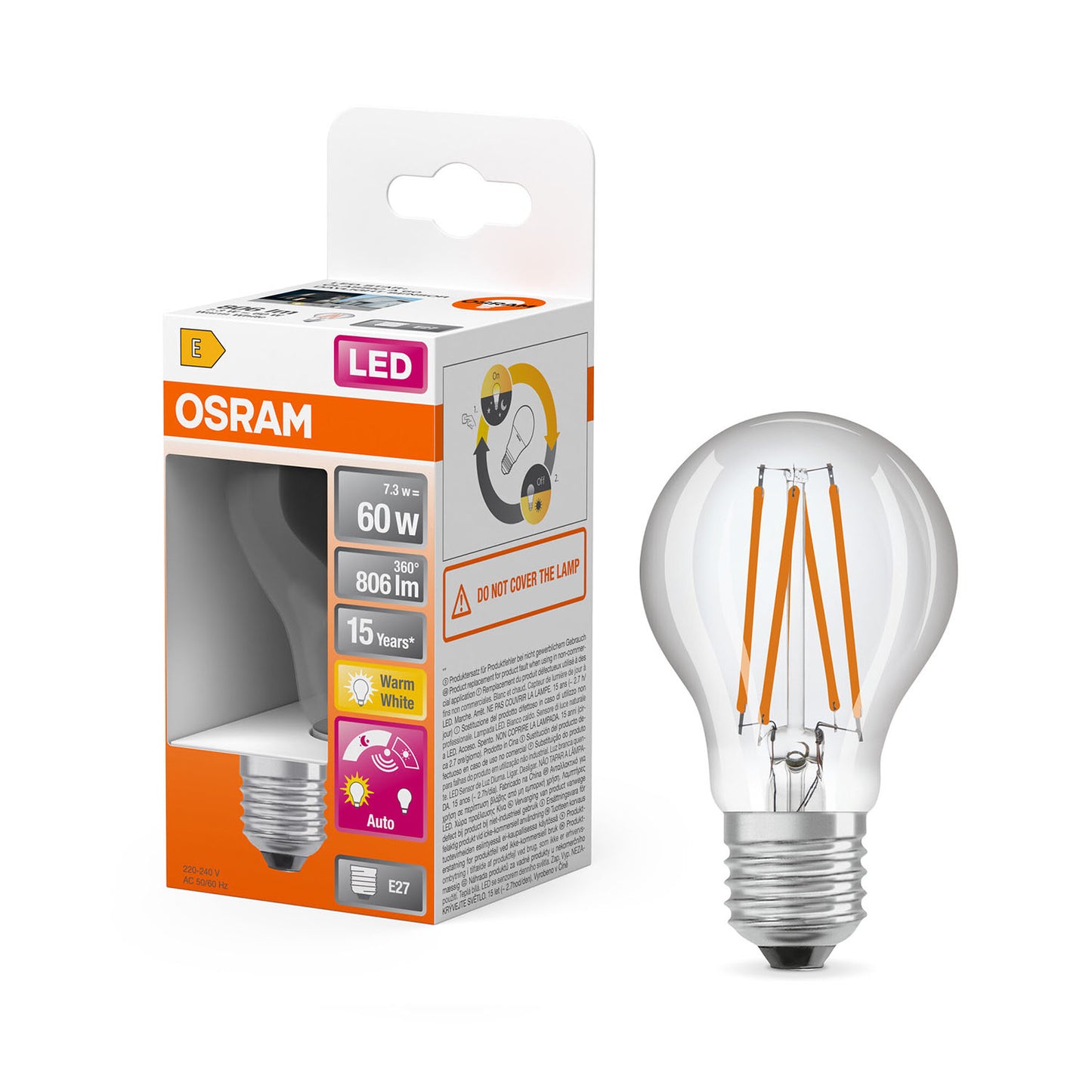 osram-osram-led-daylight-sensor Classic A 7,3W 827 Clear E27