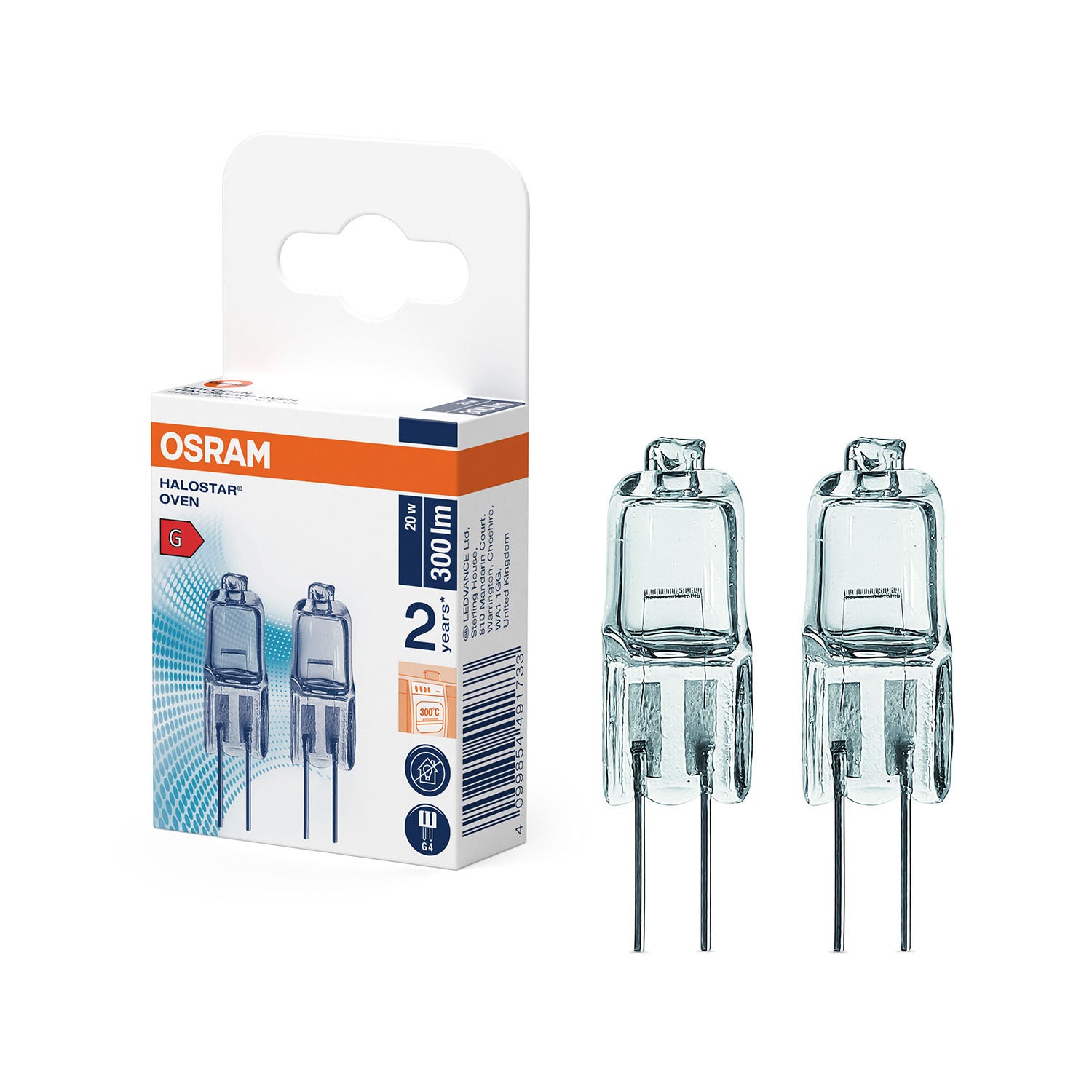 osram-osram-halostar-oven 20W 12V 2900K G4 2-pack