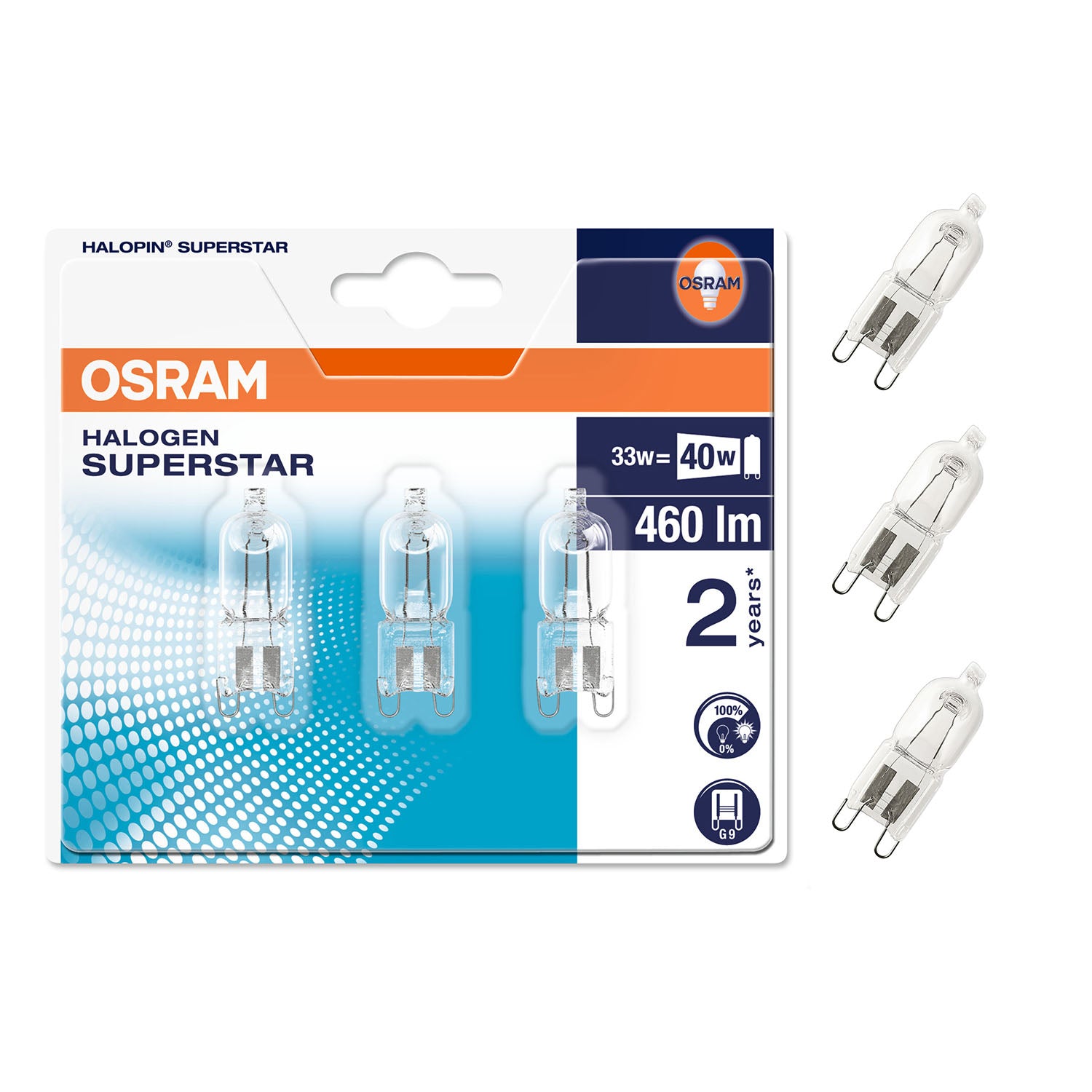 osram-osram-halopin-superstar 35W 230V 2800K KLAR G9 3-pack