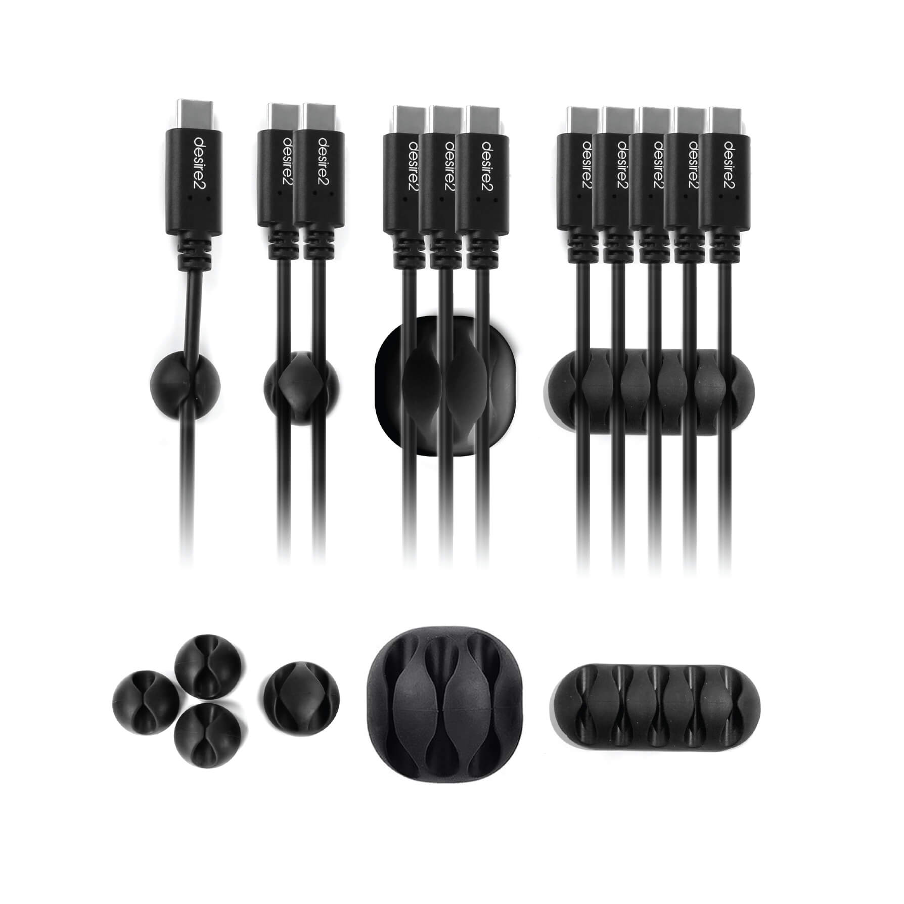DESIRE2 Kabelclips Tidy 10pack Svart