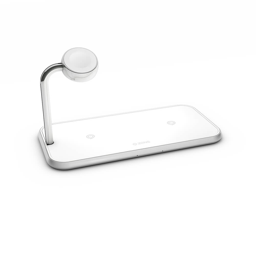 zens-zens-triple-alu-laddare-qi-tradlos-220v-sladd 2x10W Vit med Apple Watch Laddare (Apple QC 7,5W)