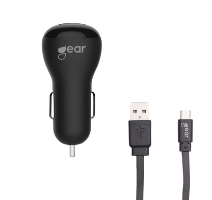 gear-gear-laddare-12-24v-2xusb 2,4A Svart MicroUSB Kabel platt 1m