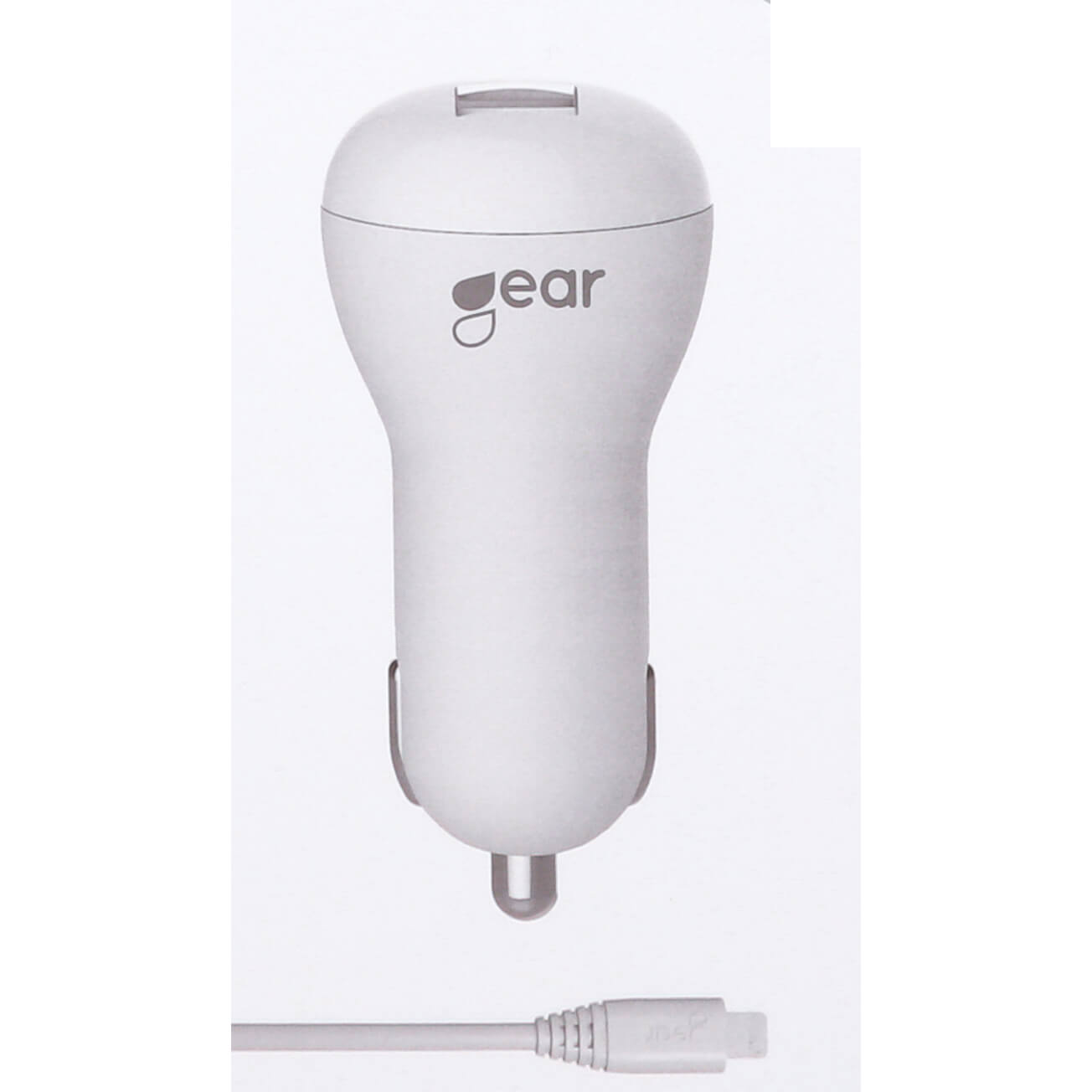 gear-gear-laddare-12-24v-1xusb 1A Vit MicroUSB Kabel Rund 1m