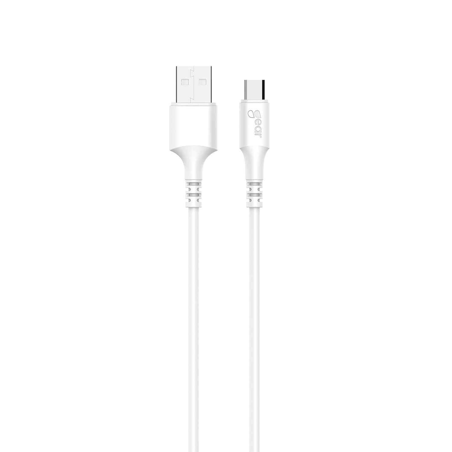 gear-gear-laddkabel-microusb-to-usb-a 2m Vit Rund Kabel