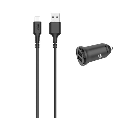 gear-gear-laddare-12-24v-2xusb-a 3.4A Svart USB-C 2.0 Kabel 1m