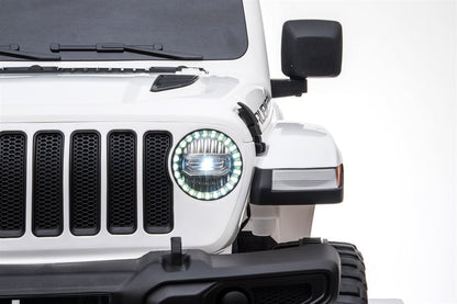 Jeep Wrangler Rubicon elbil för barn 4x4 – gummihjul, fjädring & fjärrkontroll | Vit