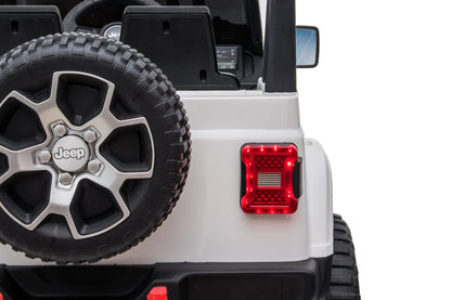 Jeep Wrangler Rubicon elbil för barn 4x4 – gummihjul, fjädring & fjärrkontroll | Vit