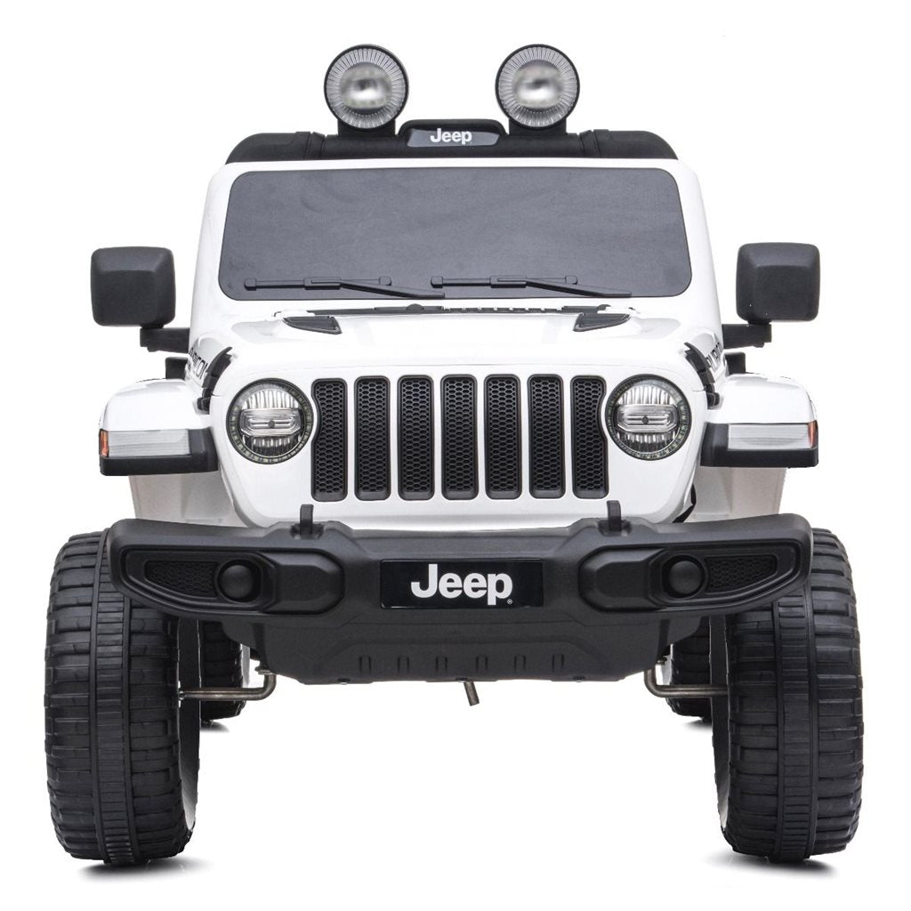 Jeep Wrangler Rubicon elbil för barn 4x4 – gummihjul, fjädring & fjärrkontroll | Vit
