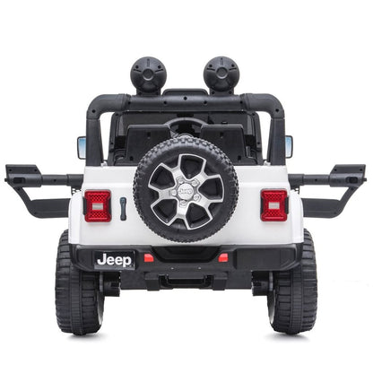 Jeep Wrangler Rubicon elbil för barn 4x4 – gummihjul, fjädring & fjärrkontroll | Vit