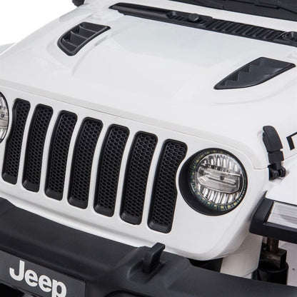Jeep Wrangler Rubicon elbil för barn 4x4 – gummihjul, fjädring & fjärrkontroll | Vit