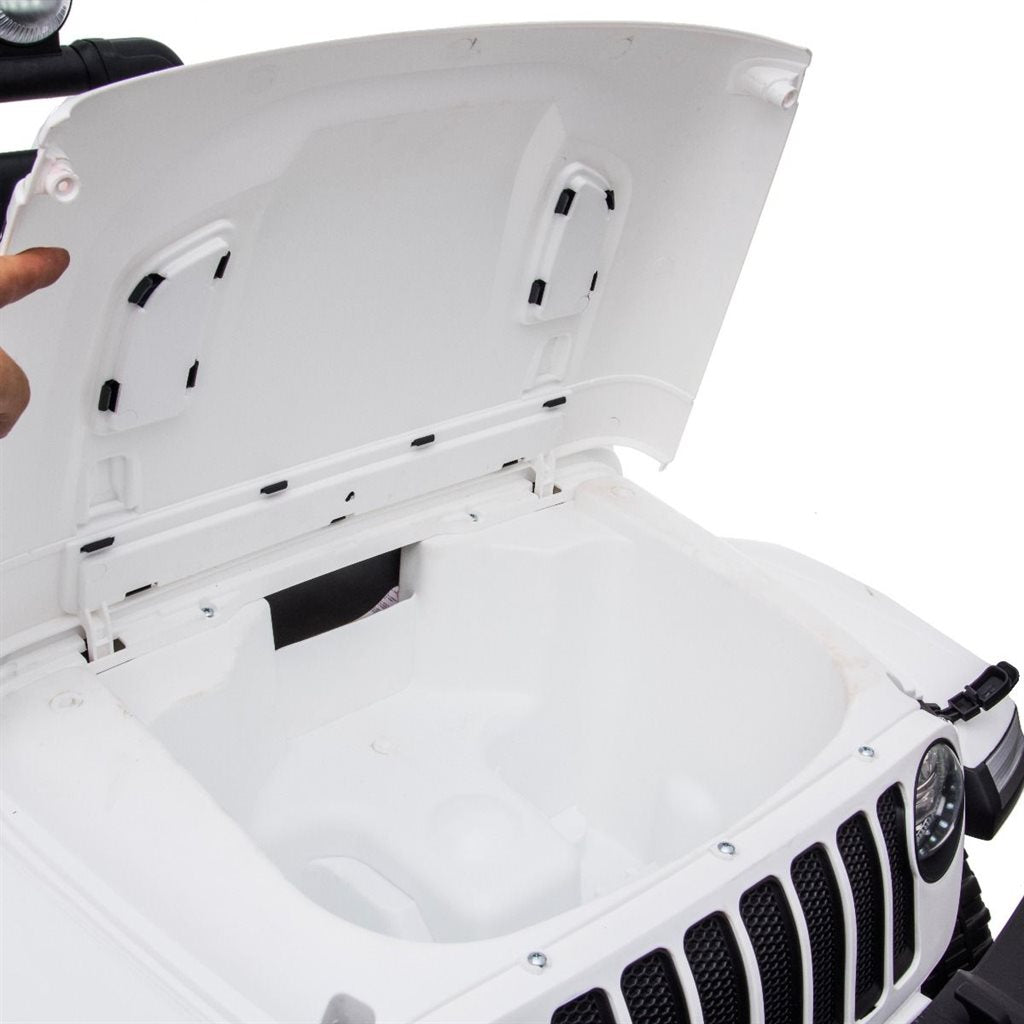 Jeep Wrangler Rubicon elbil för barn 4x4 – gummihjul, fjädring & fjärrkontroll | Vit