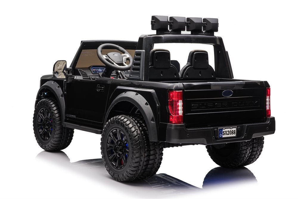 Ford Duty F450 elbil för barn 24V – 4 motorer, 2-sits & gummihjul | Elbil barn med fjärrkontroll