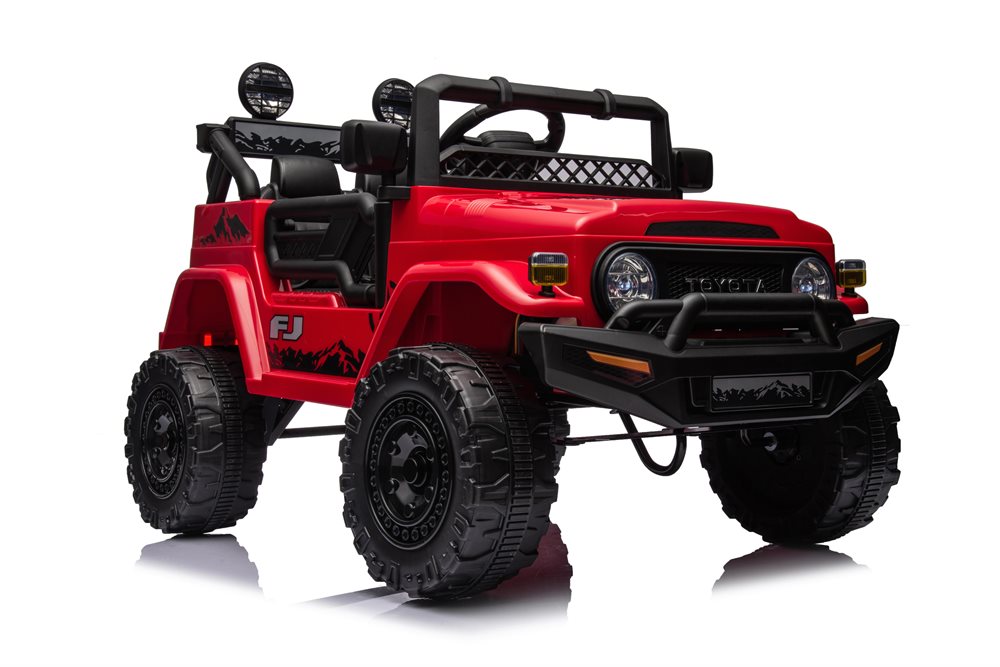 Toyota FJ Cruiser elbil för barn 4x4 – rödfärgad med gummihjul, fjädring & fjärrkontroll