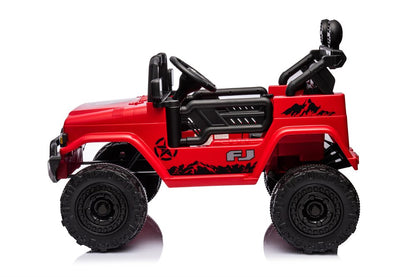 Toyota FJ Cruiser elbil för barn 4x4 – rödfärgad med gummihjul, fjädring & fjärrkontroll