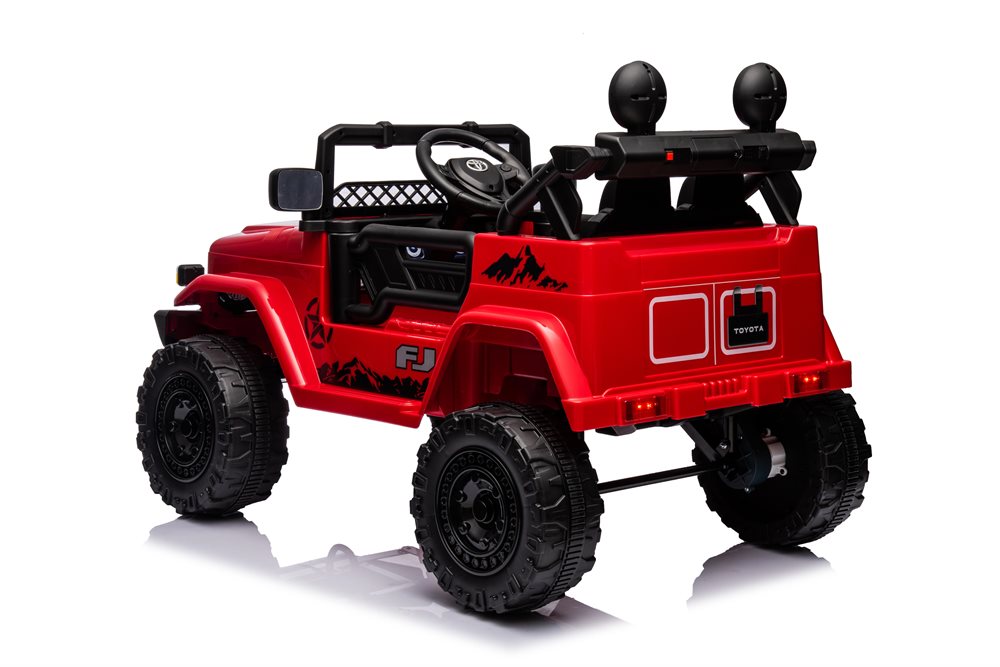 Toyota FJ Cruiser elbil för barn 4x4 – rödfärgad med gummihjul, fjädring & fjärrkontroll