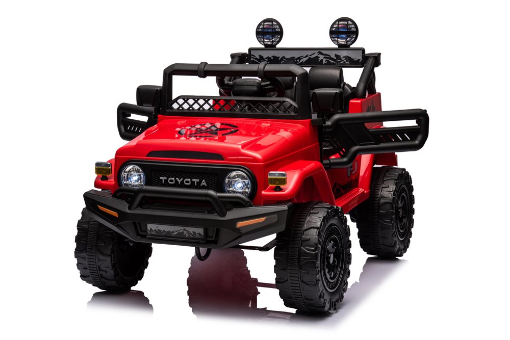 Toyota FJ Cruiser elbil för barn 4x4 – rödfärgad med gummihjul, fjädring & fjärrkontroll
