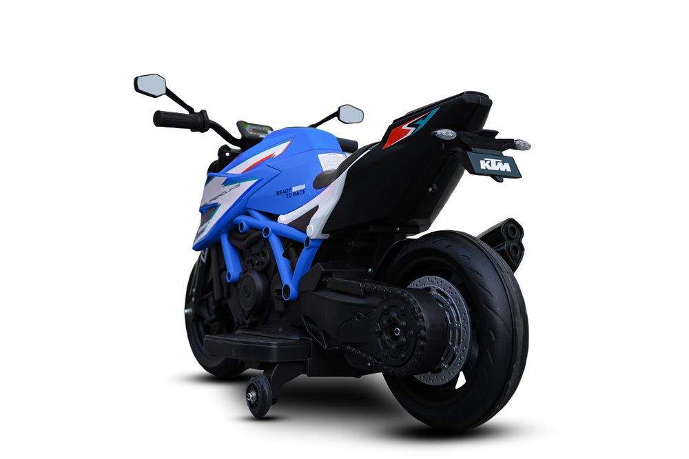 KTM X12 Blå elmotorcykel för barn 12V – med gummihjul, LED & musik | Motorcykel barn 3+ år