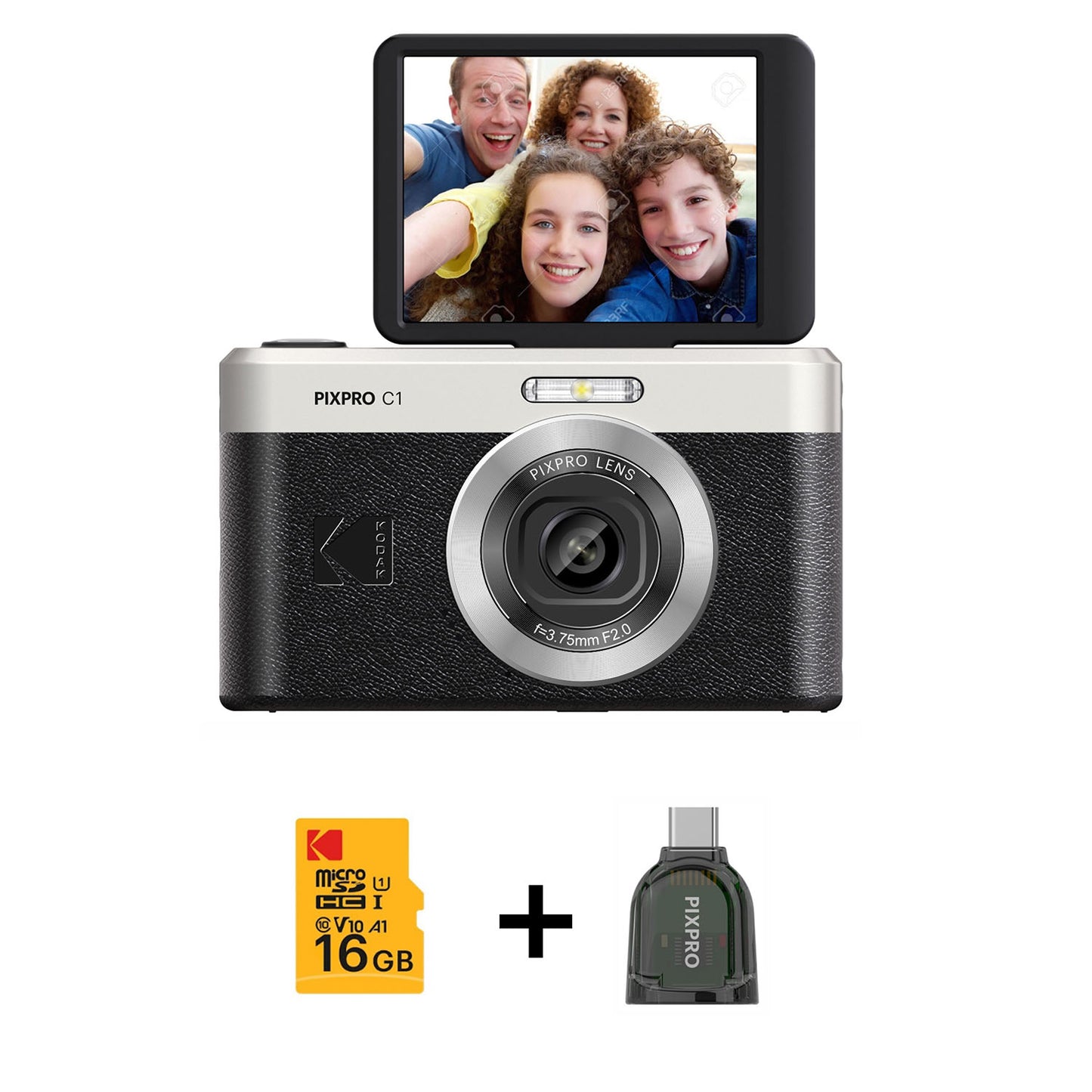 kodak-kodak-digital-camera-pixpro C1 CMOS 4x Digital 13MP Black - Bundle