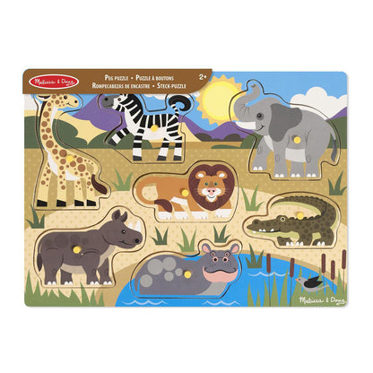MELISSA & DOUG MND Wooden Peg Puzzle Safari