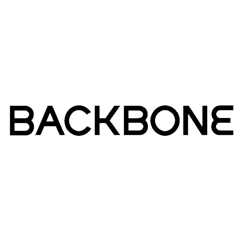 Logotype ifrån Backbone med svart font och vit bakgrund
